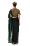Shop Mimamsaa Emerald Green Organza, Silk Piping Chiara Saree With Unstitched Blouse at Aza Fashions Shop_Mimamsaa_Emerald Green Organza, Silk Piping Chiara Saree With Unstitched Blouse _at_Aza_Fashions