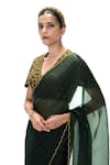 Buy Mimamsaa Emerald Green Organza, Silk Piping Chiara Saree With Unstitched Blouse Online at Aza Fashions Buy_Mimamsaa_Emerald Green Organza, Silk Piping Chiara Saree With Unstitched Blouse _Online_at_Aza_Fashions