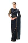 Buy Mimamsaa Black Organza Piping Silk Saree With Unstitched Blouse at Aza Fashions Buy_Mimamsaa_Black Organza Piping Silk Saree With Unstitched Blouse _at_Aza_Fashions