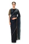 Mimamsaa Black Organza Piping Silk Saree With Unstitched Blouse Online at Aza Fashions Mimamsaa_Black Organza Piping Silk Saree With Unstitched Blouse _Online_at_Aza_Fashions