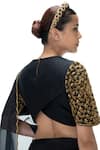 Mimamsaa Black Cotton, Silk Embroidery Round , Keyhole Jahnavi Handwoven Blouse Online at Aza Fashions Mimamsaa_Black Cotton, Silk Embroidery Round , Keyhole Jahnavi Handwoven Blouse _Online_at_Aza_Fashions
