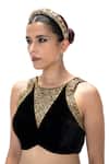 Mimamsaa_Black Velvet, Silk Embroidery Round Neck, Nisaba Handwoven And Blouse _Online_at_Aza_Fashions