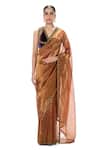 Buy_Mimamsaa_Orange Tissue, Silk Embroidery, Shaili Handwoven Saree With Unstitched Blouse _at_Aza_Fashions
