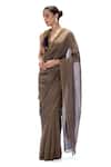 Buy_Mimamsaa_Brown Tissue Embroidery, Ziva Crushed Handwoven Saree With Unstitched Blouse _Online_at_Aza_Fashions