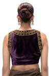 Shop_Mimamsaa_Purple Velvet, Silk Embroidery, Metallic Thread Vanya Handwoven And Blouse _at_Aza_Fashions
