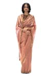 Buy_Mimamsaa_Pink Tissue, Silk Embroidery Mridula Handwoven Saree With Unstitched Blouse _at_Aza_Fashions