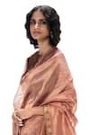 Shop_Mimamsaa_Pink Tissue, Silk Embroidery Mridula Handwoven Saree With Unstitched Blouse _Online_at_Aza_Fashions