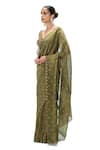 Shop_Mimamsaa_Olive Green Tissue, Silk Sunetra Handwoven Saree With Unstitched Blouse _Online_at_Aza_Fashions