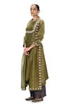 Shop_Mimamsaa_Olive Green Tissue Embroidery Round Charusita Handwoven And Crushed Kurta Set _Online_at_Aza_Fashions