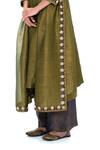 Mimamsaa_Olive Green Tissue Embroidery Round Charusita Handwoven And Crushed Kurta Set _at_Aza_Fashions