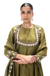 Buy_Mimamsaa_Olive Green Tissue Embroidery Round Charusita Handwoven And Crushed Kurta Set 