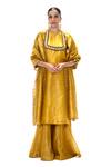 Shop Mimamsaa Mustard Tissue, Silk Embroidery, Zari, Sequins Sevanti Handwoven And Kurta Set Online at Aza Fashions Shop_Mimamsaa_Mustard Tissue, Silk Embroidery, Zari, Sequins Sevanti Handwoven And Kurta Set _Online_at_Aza_Fashions