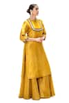 Shop Mimamsaa Mustard Tissue, Silk Embroidery, Zari, Sequins Sevanti Handwoven And Kurta Set Shop_Mimamsaa_Mustard Tissue, Silk Embroidery, Zari, Sequins Sevanti Handwoven And Kurta Set