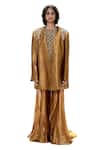 Buy_Mimamsaa_Gold Tissue, Silk Embroidery, Metallic Teesta Handwoven And Jacket Pant Set _at_Aza_Fashions