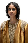 Shop_Mimamsaa_Gold Tissue, Silk Embroidery, Metallic Teesta Handwoven And Jacket Pant Set _Online_at_Aza_Fashions