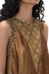 Buy_Mimamsaa_Brown Tissue, Silk Beads, Embroidery, Metallic Nita Handwoven And Kurta Set 