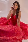 Buy_Rashika Sharma_Pink Organza Fabric Flowers, Mirrors, Annabelle Printed Corset And Lehenga Set _Online_at_Aza_Fashions