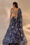 Rashika Sharma_Blue Silk, Net, Georgette Mirrors, Beads, Sequins, Agastha Printed Lehenga Set _Online_at_Aza_Fashions