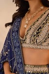 Shop_Rashika Sharma_Blue Silk, Net, Georgette Mirrors, Beads, Sequins, Agastha Printed Lehenga Set _Online_at_Aza_Fashions