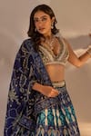 Rashika Sharma_Blue Silk, Net, Georgette Mirrors, Beads, Sequins, Agastha Printed Lehenga Set _at_Aza_Fashions
