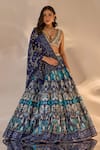 Buy_Rashika Sharma_Blue Silk, Net, Georgette Mirrors, Beads, Sequins, Agastha Printed Lehenga Set _at_Aza_Fashions
