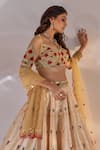Buy_Rashika Sharma_Beige Silk, Net Beads, Mirrors, Zari, Embroidery, Sona Floral Print Lehenga Set _Online_at_Aza_Fashions