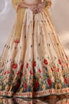 Buy_Rashika Sharma_Beige Silk, Net Beads, Mirrors, Zari, Embroidery, Sona Floral Print Lehenga Set 