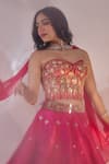 Buy_Rashika Sharma_Pink Silk, Georgette Sequins, Zari, Metallic Thread, Aarzu Corset Lehenga Set _Online_at_Aza_Fashions