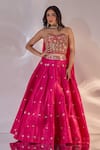 Buy_Rashika Sharma_Pink Silk, Georgette Sequins, Zari, Metallic Thread, Aarzu Corset Lehenga Set _at_Aza_Fashions
