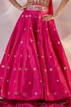 Shop_Rashika Sharma_Pink Silk, Georgette Sequins, Zari, Metallic Thread, Aarzu Corset Lehenga Set _Online_at_Aza_Fashions