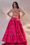 Rashika Sharma_Pink Silk, Georgette Sequins, Zari, Metallic Thread, Aarzu Corset Lehenga Set _at_Aza_Fashions