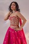 Buy_Rashika Sharma_Pink Silk, Georgette Sequins, Zari, Metallic Thread, Aarzu Corset Lehenga Set 