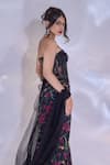 Buy_Rashika Sharma_Black Net, Chiffon Sequins, Selena Embellished Corset And Floral Mermaid Skirt Set _Online_at_Aza_Fashions