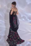 Rashika Sharma_Black Net, Chiffon Sequins, Selena Embellished Corset And Floral Mermaid Skirt Set _Online_at_Aza_Fashions