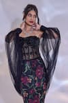 Rashika Sharma_Black Net, Chiffon Sequins, Selena Embellished Corset And Floral Mermaid Skirt Set _at_Aza_Fashions