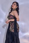Shop_Rashika Sharma_Black Silk, Satin, Chiffon Embroidery, Beads, Tiya Floral Top Sharara Set _Online_at_Aza_Fashions