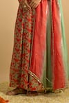 RAYASHA KHAN_Green Georgette, Orchids Floral Printed Anarkali And Embellished Dupatta Set _Online_at_Aza_Fashions