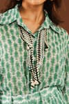 Ria Shah Label_Green Georgette Lace Collared Shibori Print Shirt And Bermuda Shorts Set _at_Aza_Fashions