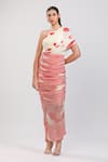 Buy_Zosia_Ivory Chinon, Chiffon One Shoulder Scarlett Ruched Dress _at_Aza_Fashions