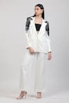 Buy_Zosia_Ivory Crepe Applique Niorelle Work Blazer With Pant _at_Aza_Fashions