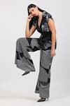 Zosia_Black Modal, Satin Applique Liora Printed Blazer And Pant Set _Online_at_Aza_Fashions