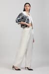 Buy_Zosia_Ivory Linen, Denim Applique V-neck, Square Nivara Embroidered Jacket Pant Set _Online_at_Aza_Fashions