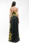 Shop_AK-OK_Mustard Viscose Sequins Bandeau Neck Embroidered Strapless Corset And Trouser Set _at_Aza_Fashions