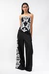 AK-OK_Black Viscose Sequins, Beads, Embroidery Corset And Wide Legged Trouser Set _Online_at_Aza_Fashions