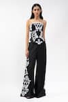 Shop_AK-OK_Black Viscose Sequins, Beads, Embroidery Corset And Wide Legged Trouser Set _Online_at_Aza_Fashions