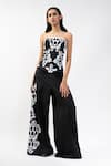 Buy_AK-OK_Black Viscose Sequins, Beads, Embroidery Corset And Wide Legged Trouser Set _at_Aza_Fashions