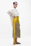 AK-OK_Yellow Cotton Mirrors, Sequins Embellished Slit Skirt _Online_at_Aza_Fashions