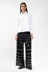 Buy_AK-OK_Black Viscose Mirrors Circle Applique Trouser _at_Aza_Fashions