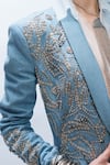 Buy_AK-OK_Blue Denim Beads, Sequins, Studs, Metallic Embellished Blazer And Trouser Set 