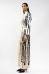 Buy_AK-OK_Ivory Silk V-neck Printed Habutai Kimono Top And Trouser Set _Online_at_Aza_Fashions